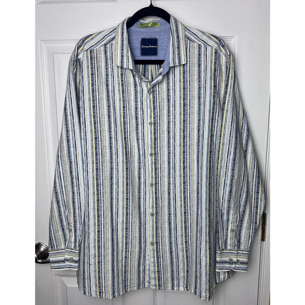 Tommy Bahama Button-Up Long Sleeve Men’s XL Striped Floral 100% Cotton